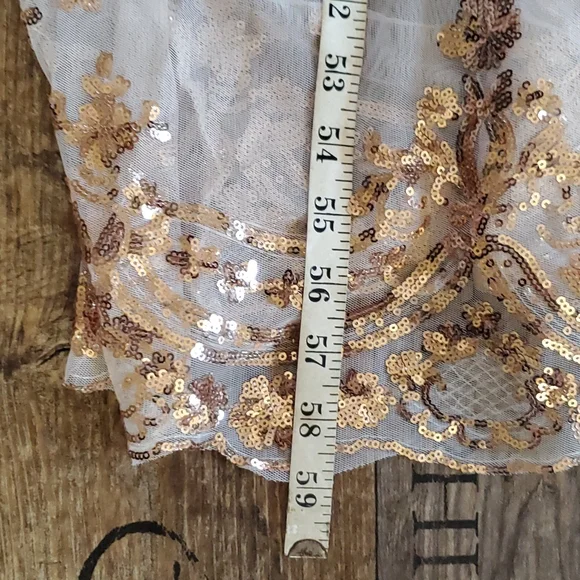 Cream & rose gold sequined, full length dress, size 2X, Shein - Picture 10 of 11